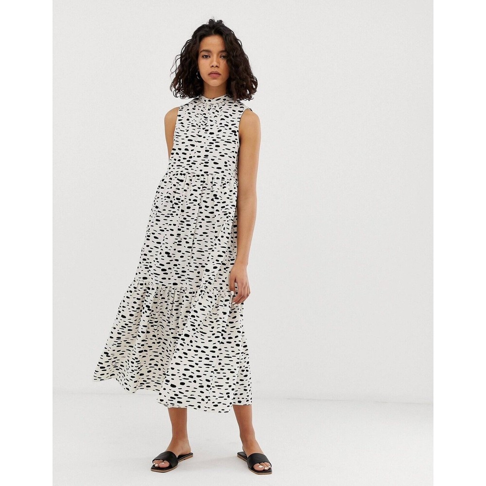 ASOS White and Black Speckle Midi Dress
